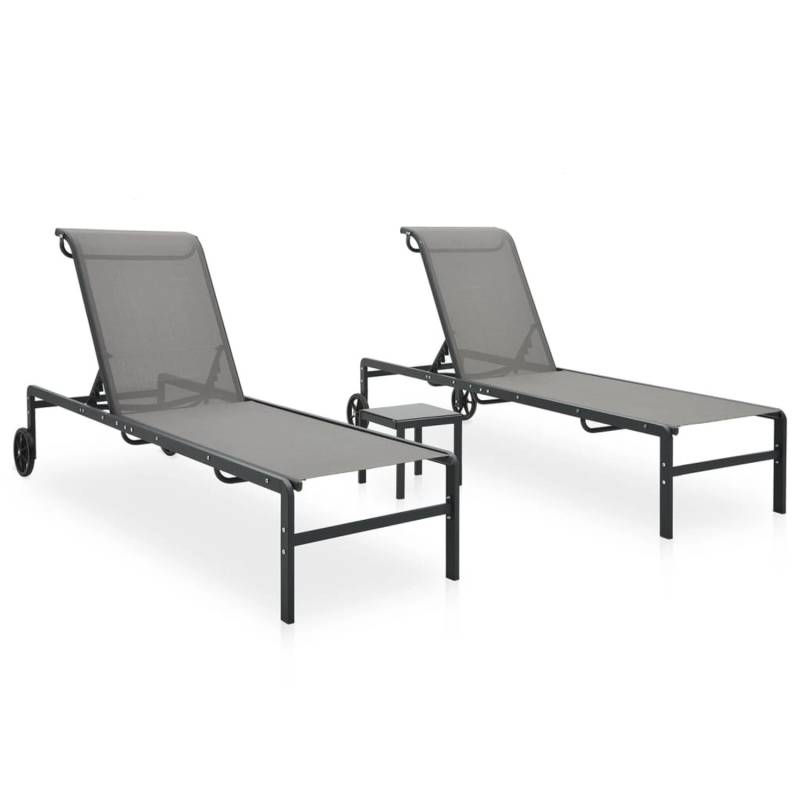 vidaXL Sonnenliegen 2 Stk mit Tisch Textilene und Stahl 316828 von VIDAXL