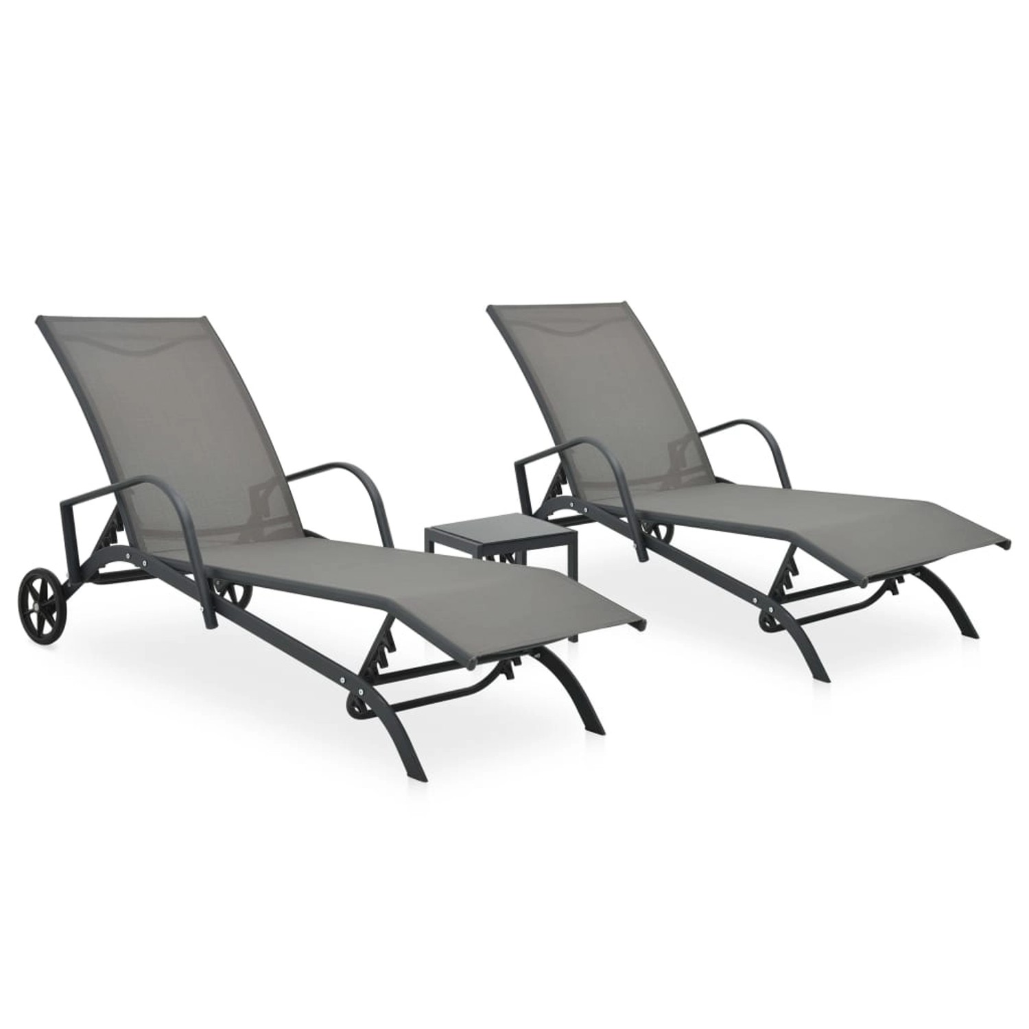 vidaXL Sonnenliegen 2 Stk mit Tisch Textilene und Stahl 47846 vidaXL Sonnenliegen 2 Stk mit Tisch Textilene und Stahl 47846 von VIDAXL