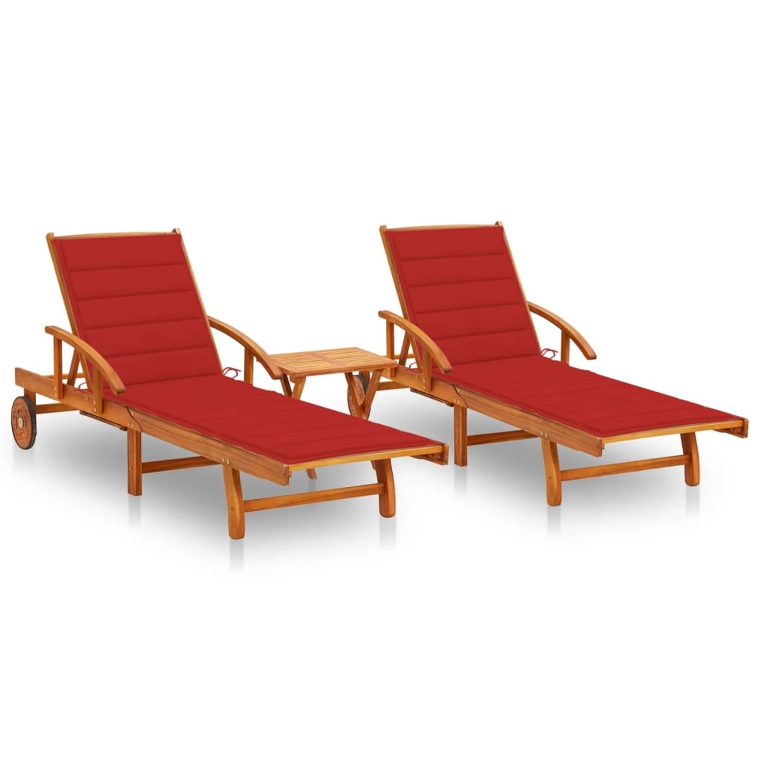 vidaXL Sonnenliegen 2 Stk mit Tisch und Auflagen Massivholz Akazie 3077351 vidaXL Sonnenliegen 2 Stk mit Tisch und Auflagen Massivholz Akazie 3077351 von VIDAXL