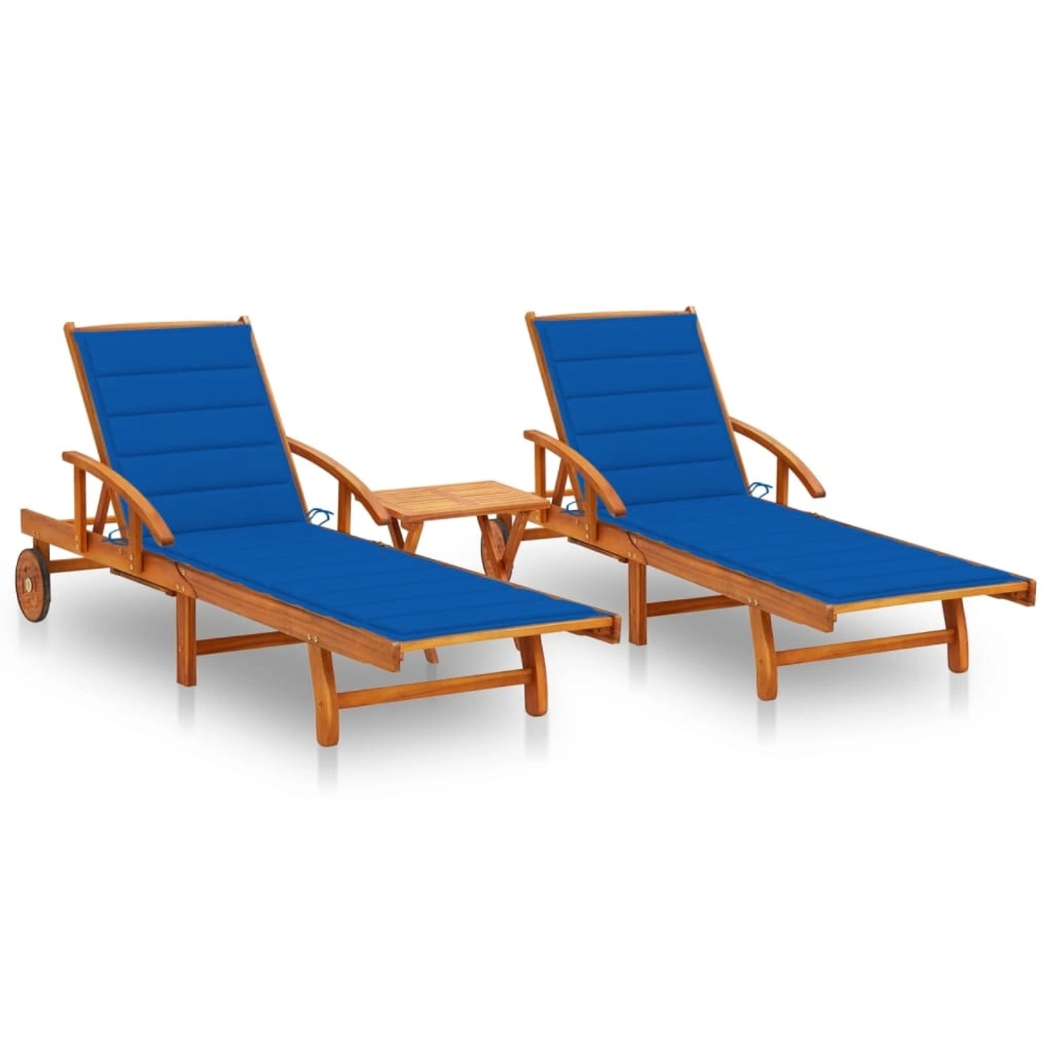 vidaXL Sonnenliegen 2 Stk mit Tisch und Auflagen Massivholz Akazie 3077355 vidaXL Sonnenliegen 2 Stk mit Tisch und Auflagen Massivholz Akazie 3077355 von VIDAXL