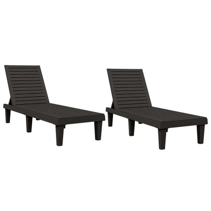 VidaXL Sonnenliegen 2 Stk. Schwarz 155x58x83 cm Polypropylen von VIDAXL