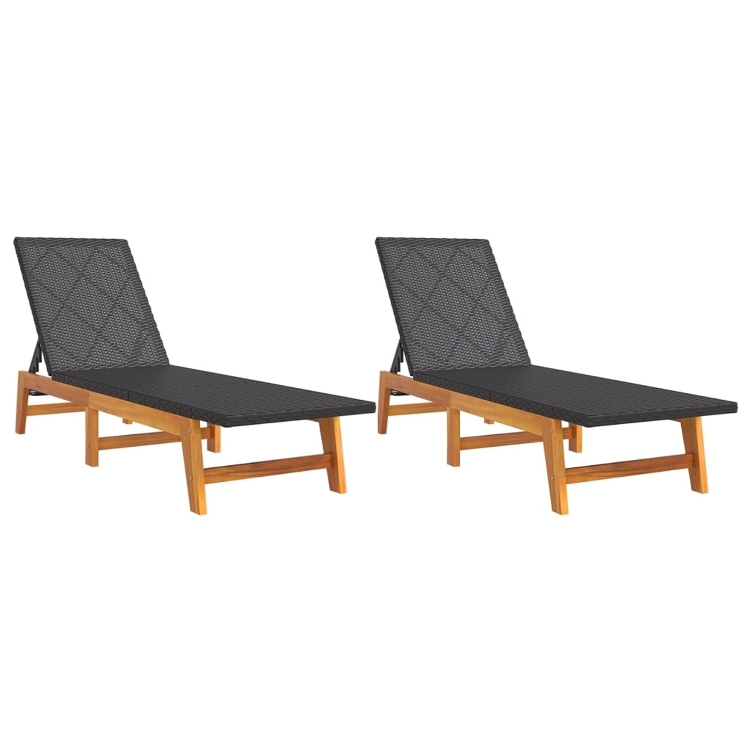 VidaXL Sonnenliegen 2 Stk. Schwarz Braun Poly Rattan Massivholz Akazie VidaXL Sonnenliegen 2 Stk. Schwarz Braun Poly Rattan Massivholz Akazie von VIDAXL