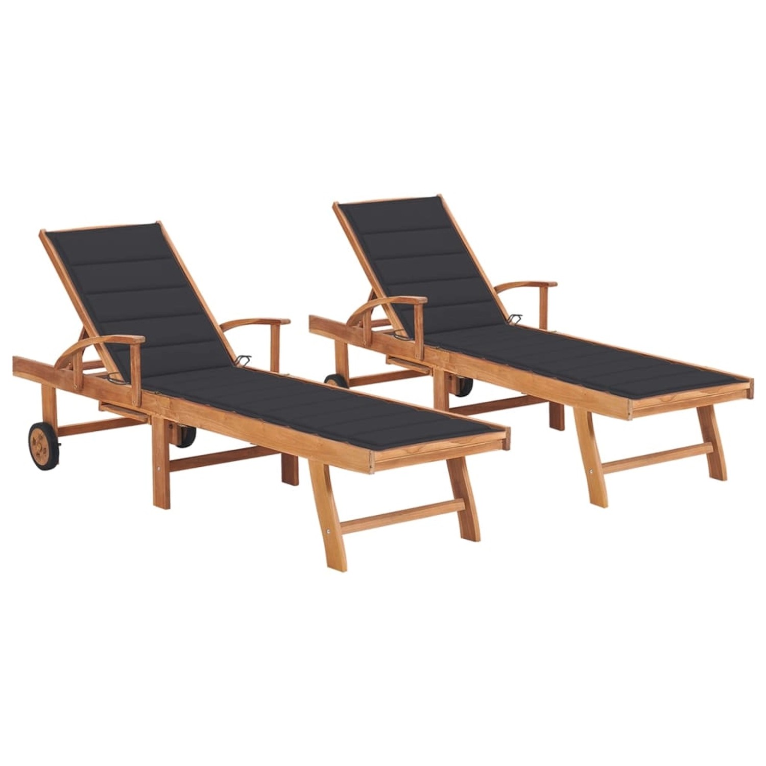 vidaXL Sonnenliegen 2 Stk. mit Auflagen Anthrazit Massivholz Teak vidaXL Sonnenliegen 2 Stk. mit Auflagen Anthrazit Massivholz Teak von VIDAXL