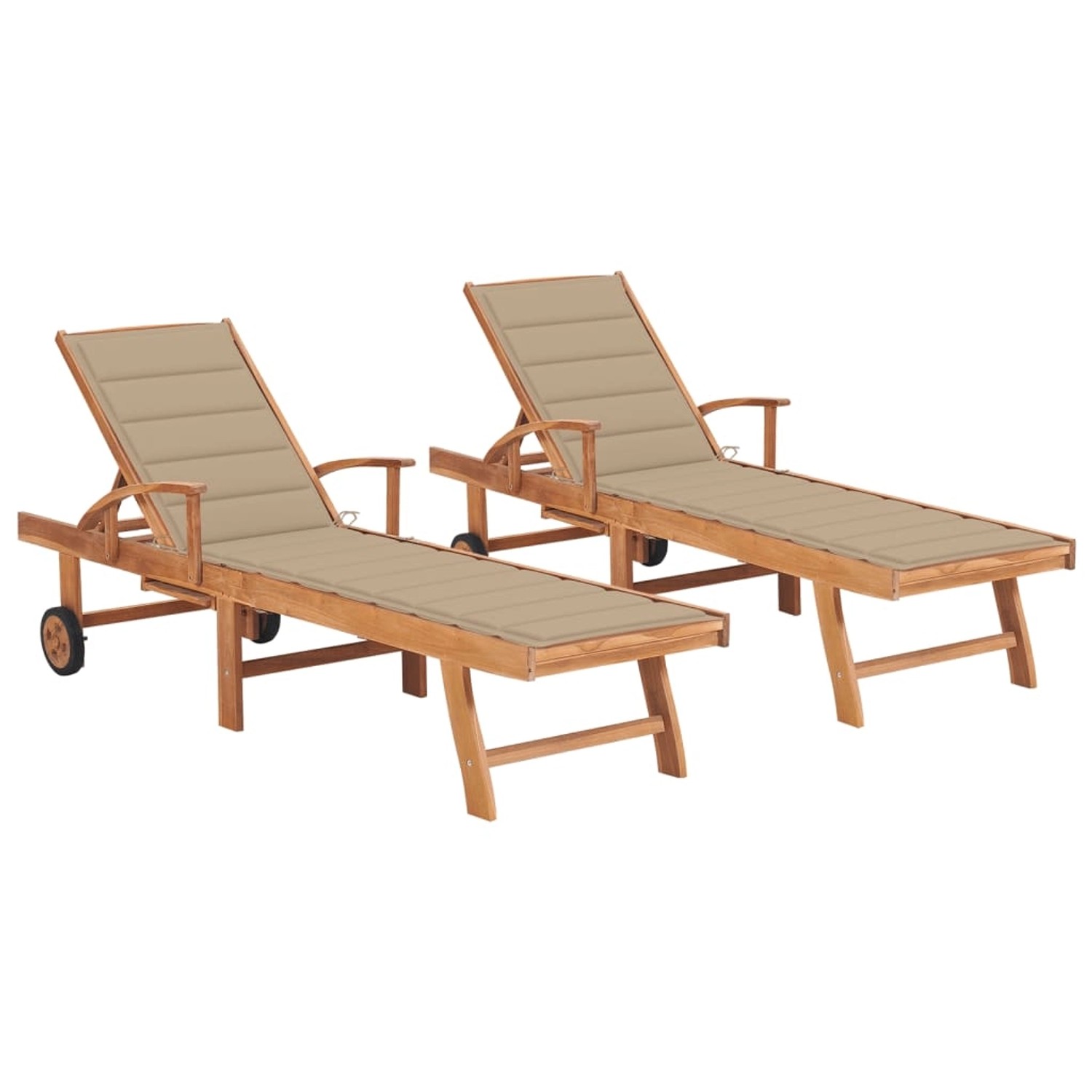 vidaXL Sonnenliegen 2 Stk. mit Auflagen Beige Massivholz Teak vidaXL Sonnenliegen 2 Stk. mit Auflagen Beige Massivholz Teak von VIDAXL