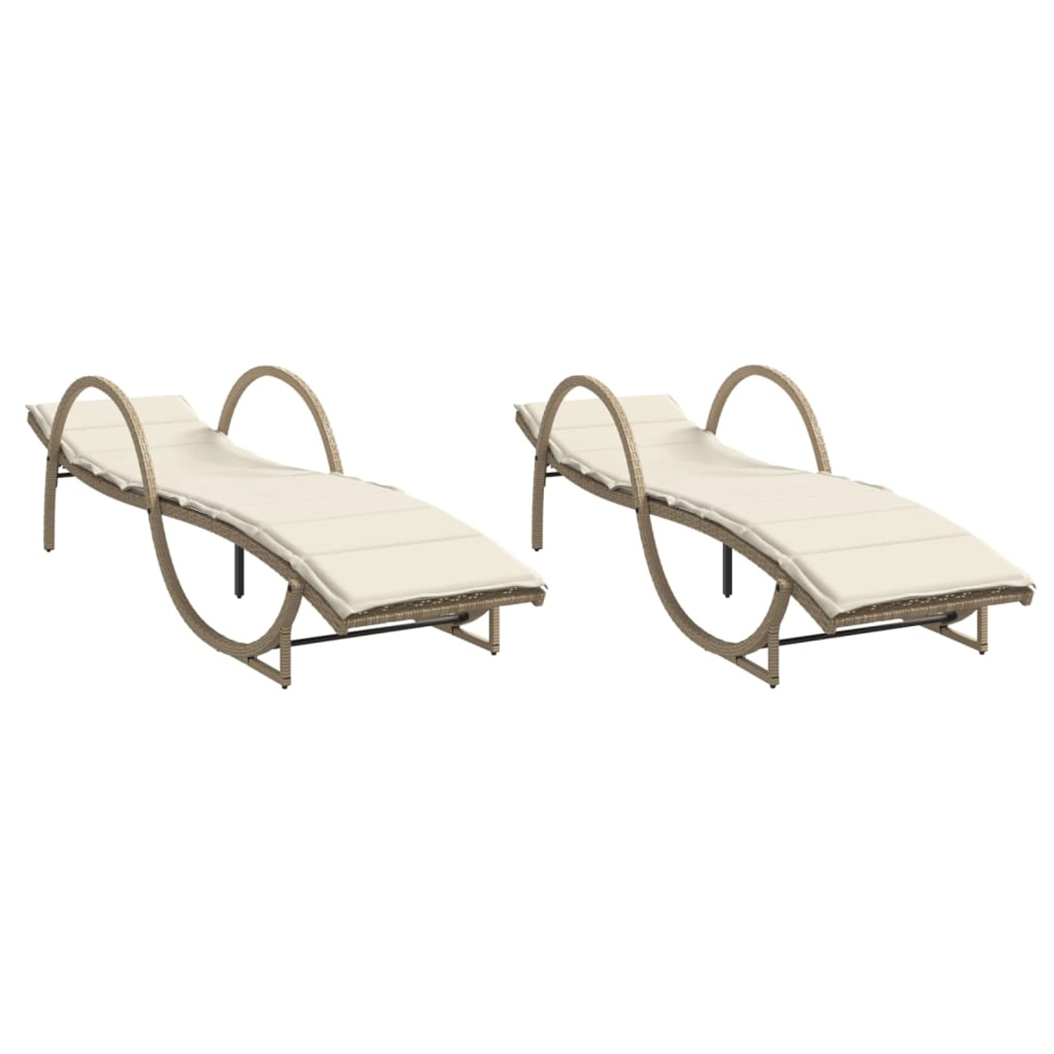 vidaXL Sonnenliegen 2 Stk. mit Auflagen Beige Poly Rattan 60 x 199 x 42 cm vidaXL Sonnenliegen 2 Stk. mit Auflagen Beige Poly Rattan 60 x 199 x 42 cm von VIDAXL