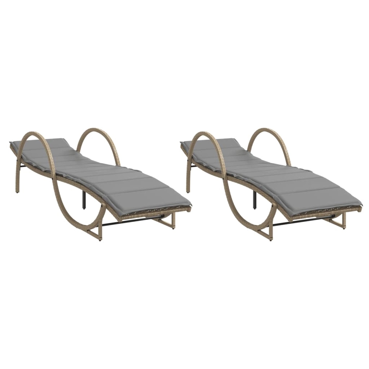 vidaXL Sonnenliegen 2 Stk. mit Auflagen Beige Poly Rattan vidaXL Sonnenliegen 2 Stk. mit Auflagen Beige Poly Rattan von VIDAXL