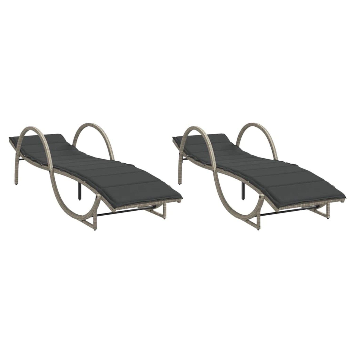 vidaXL Sonnenliegen 2 Stk. mit Auflagen Hellgrau Poly Rattan vidaXL Sonnenliegen 2 Stk. mit Auflagen Hellgrau Poly Rattan von VIDAXL