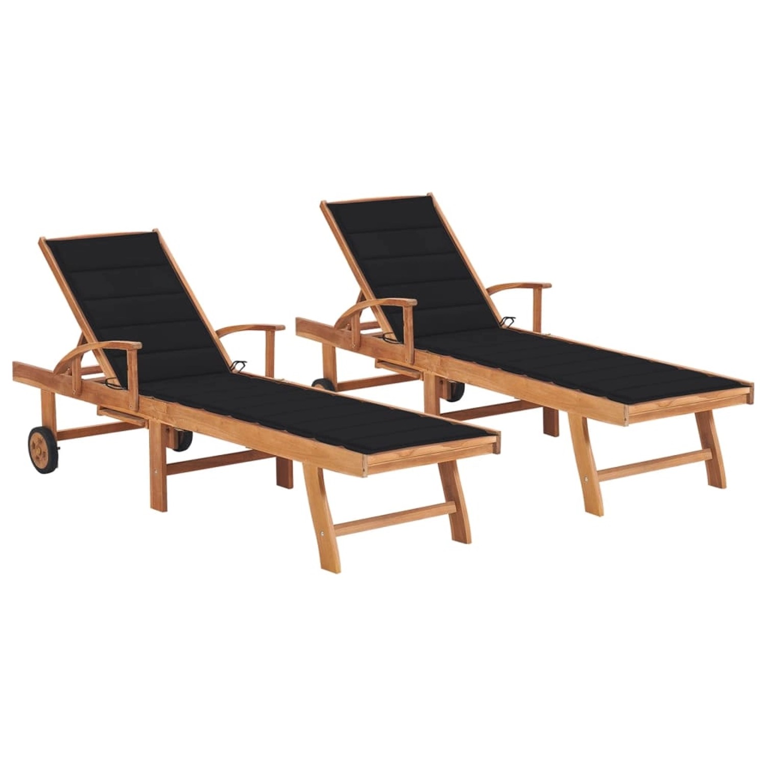 vidaXL Sonnenliegen 2 Stk. mit Auflagen Schwarz Massivholz Teak vidaXL Sonnenliegen 2 Stk. mit Auflagen Schwarz Massivholz Teak von VIDAXL