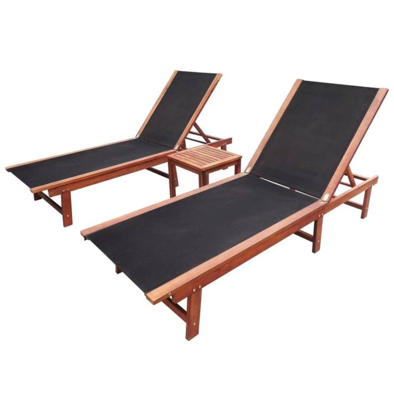VidaXL Sonnenliegen 2 Stk. mit Tisch Akazie Massivholz und Textilene von VIDAXL