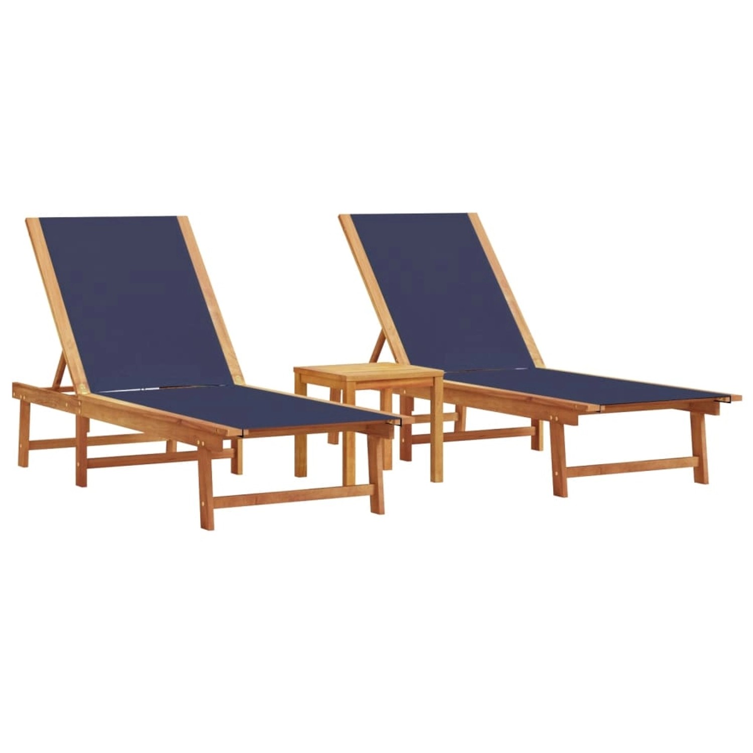 VidaXL Sonnenliegen 2 Stk. mit Tisch Blau Massivholz Akazie Textilene VidaXL Sonnenliegen 2 Stk. mit Tisch Blau Massivholz Akazie Textilene von VIDAXL