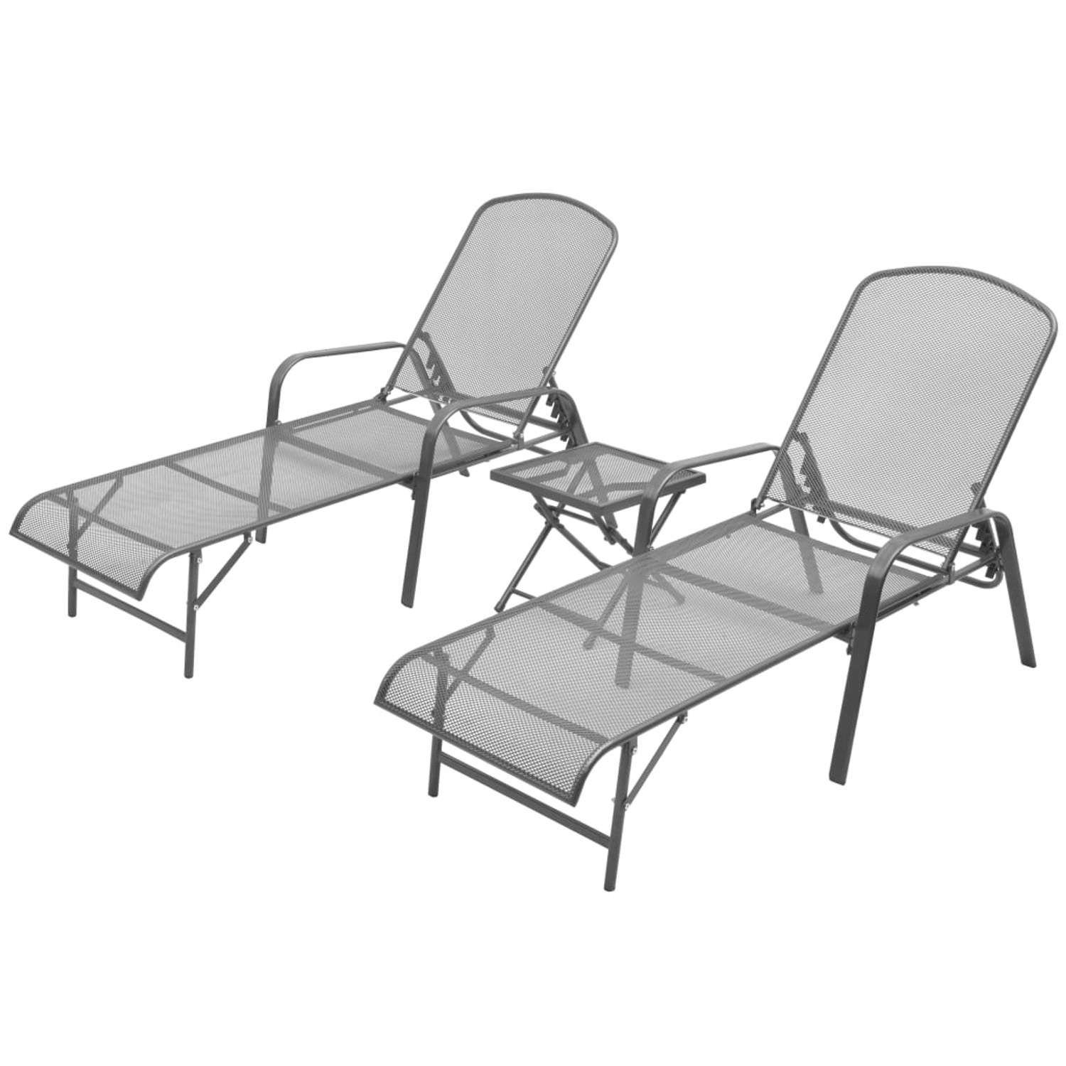 VidaXL Sonnenliegen 2 Stk. mit Tisch Stahl Anthrazit VidaXL Sonnenliegen 2 Stk. mit Tisch Stahl Anthrazit von VIDAXL