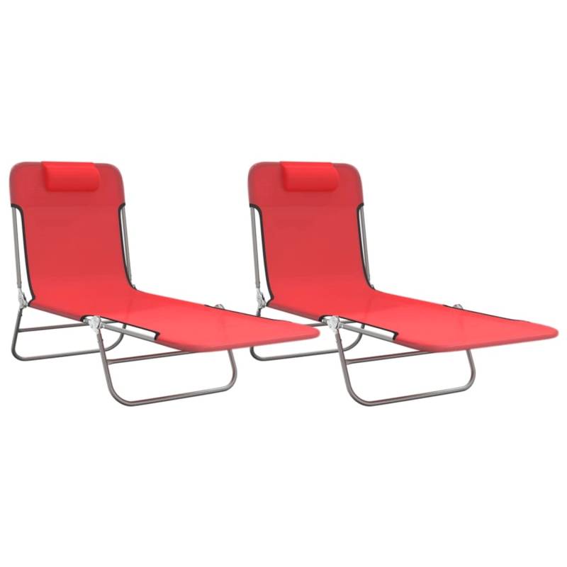 VidaXL Sonnenliegen Klappbar 2 Stk. Rot Textilene und Stahl von VIDAXL