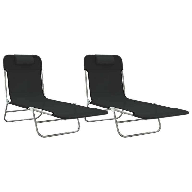 VidaXL Sonnenliegen Klappbar 2 Stk. Schwarz Textilene und Stahl von VIDAXL