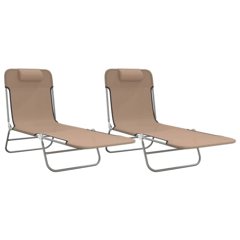 VidaXL Sonnenliegen Klappbar 2 Stk. Taupe Textilene und Stahl von VIDAXL