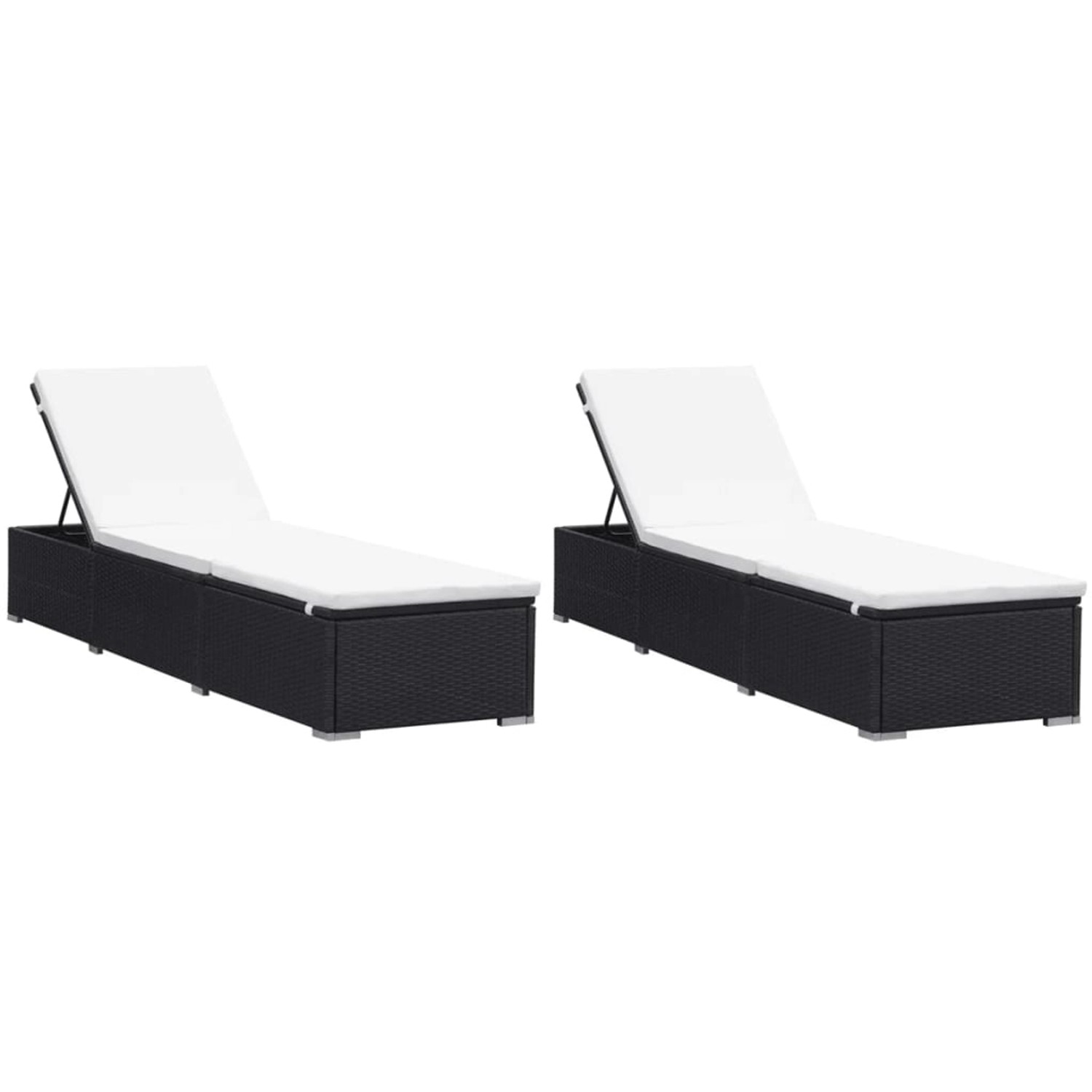 VidaXL Sonnenliegen mit Auflage 2 Stk. Poly Rattan Schwarz VidaXL Sonnenliegen mit Auflage 2 Stk. Poly Rattan Schwarz von VIDAXL