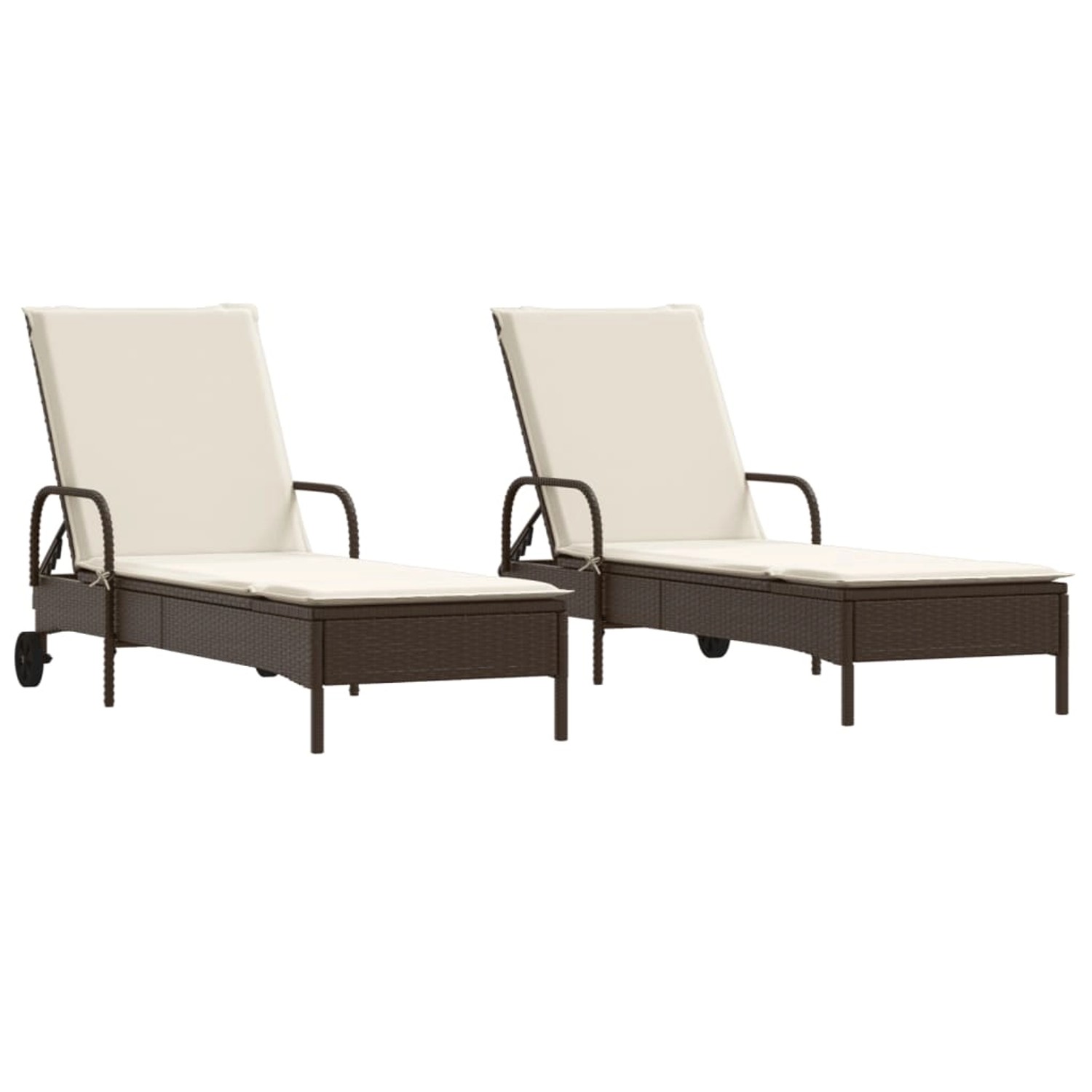 vidaXL Sonnenliegen mit Auflagen 2 Stk Braun Poly Rattan 3261435 vidaXL Sonnenliegen mit Auflagen 2 Stk Braun Poly Rattan 3261435 von VIDAXL