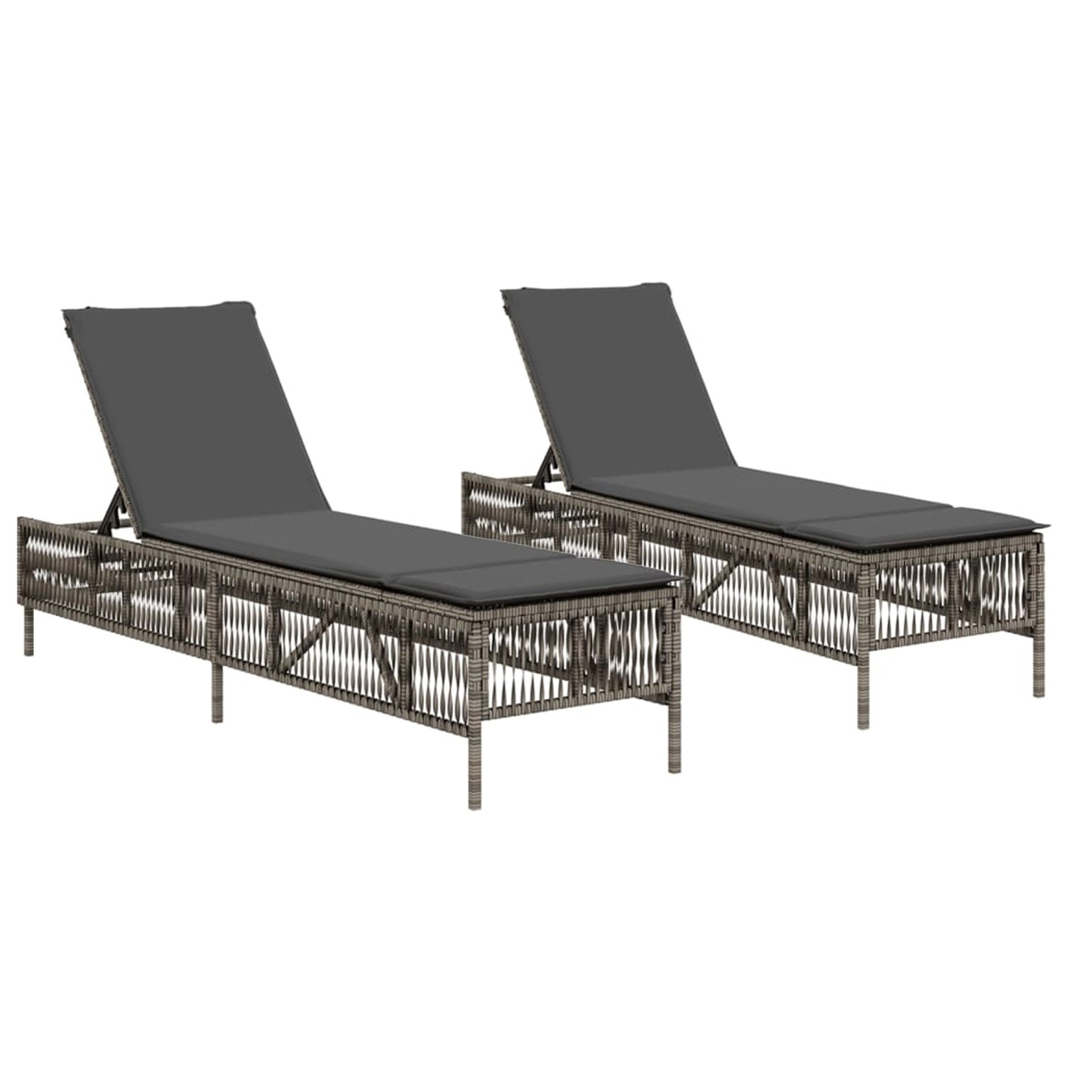 vidaXL Sonnenliegen mit Auflagen 2 Stk Grau Poly Rattan 3261598 vidaXL Sonnenliegen mit Auflagen 2 Stk Grau Poly Rattan 3261598 von VIDAXL