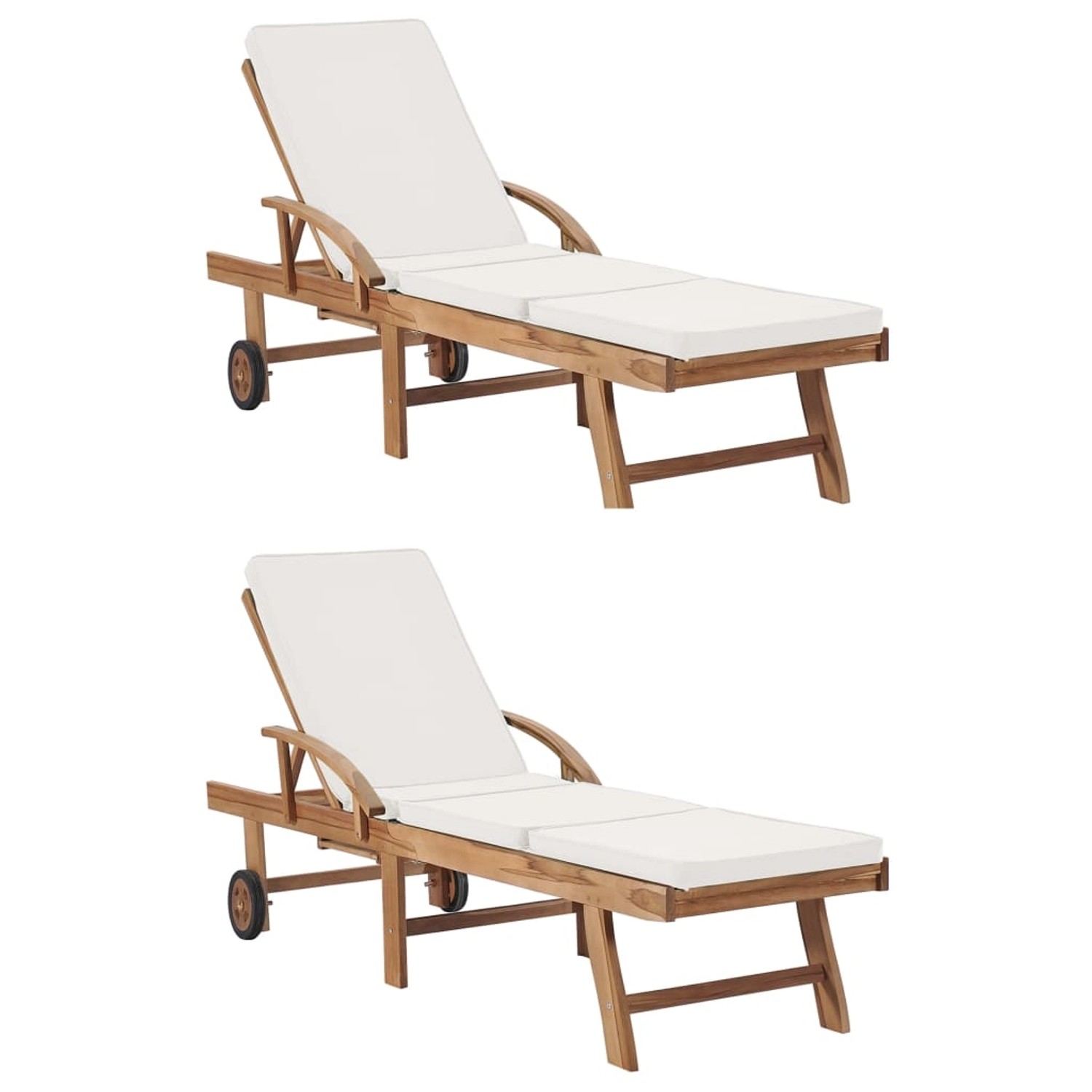 vidaXL Sonnenliegen mit Auflagen 2 Stk Massivholz Teak Creme 3054633 vidaXL Sonnenliegen mit Auflagen 2 Stk Massivholz Teak Creme 3054633 von VIDAXL