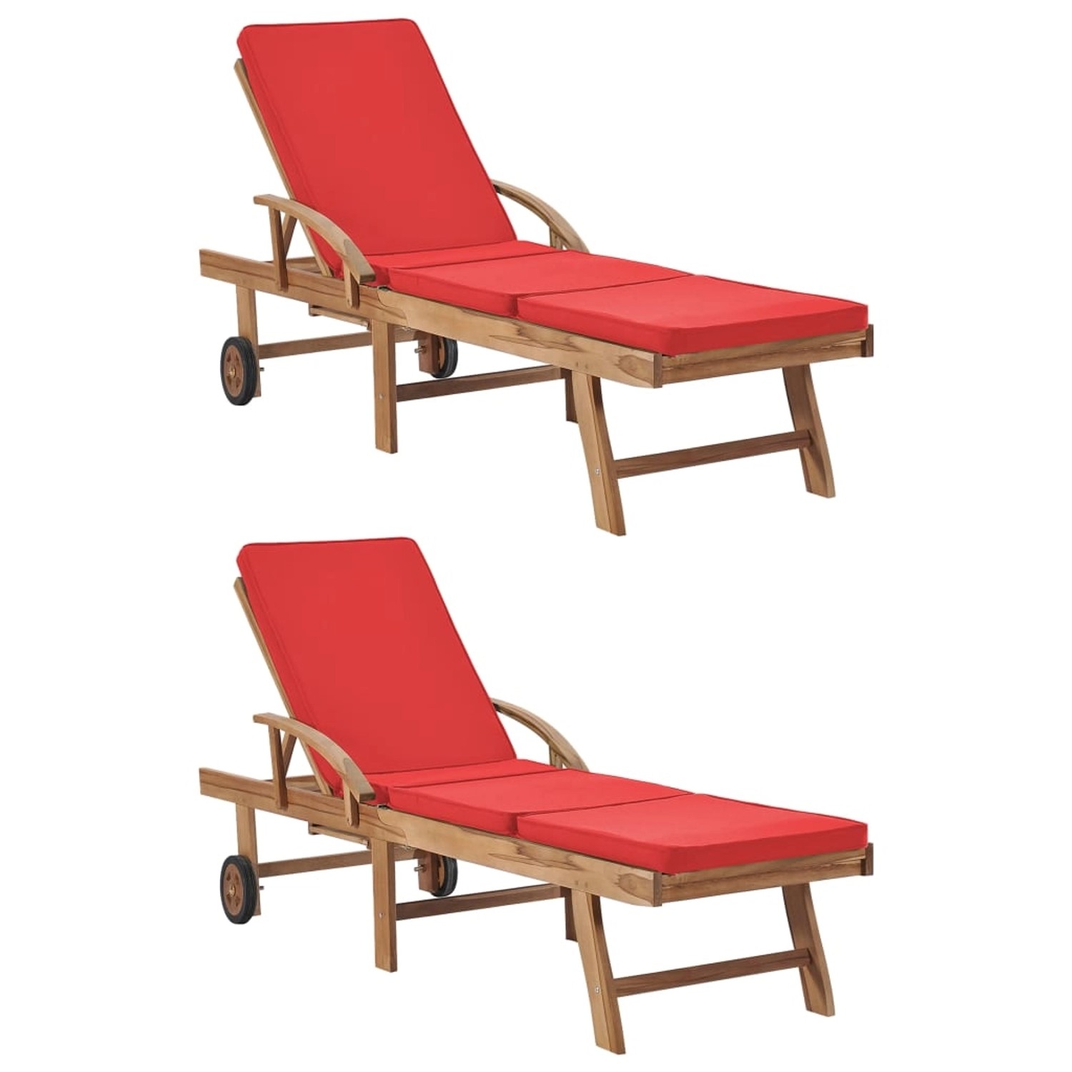 vidaXL Sonnenliegen mit Auflagen 2 Stk Massivholz Teak Rot 3054637 vidaXL Sonnenliegen mit Auflagen 2 Stk Massivholz Teak Rot 3054637 von VIDAXL