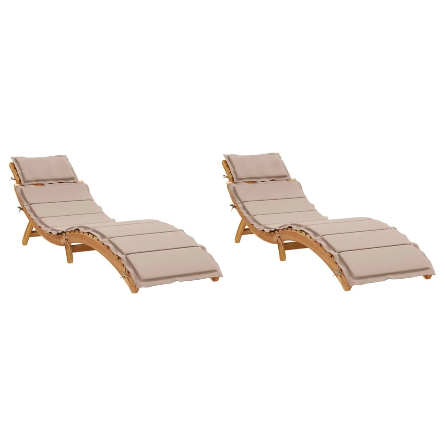 vidaXL Sonnenliegen mit Auflagen 2 Stk Taupe Massivholz Akazie 3214836 vidaXL Sonnenliegen mit Auflagen 2 Stk Taupe Massivholz Akazie 3214836 von VIDAXL