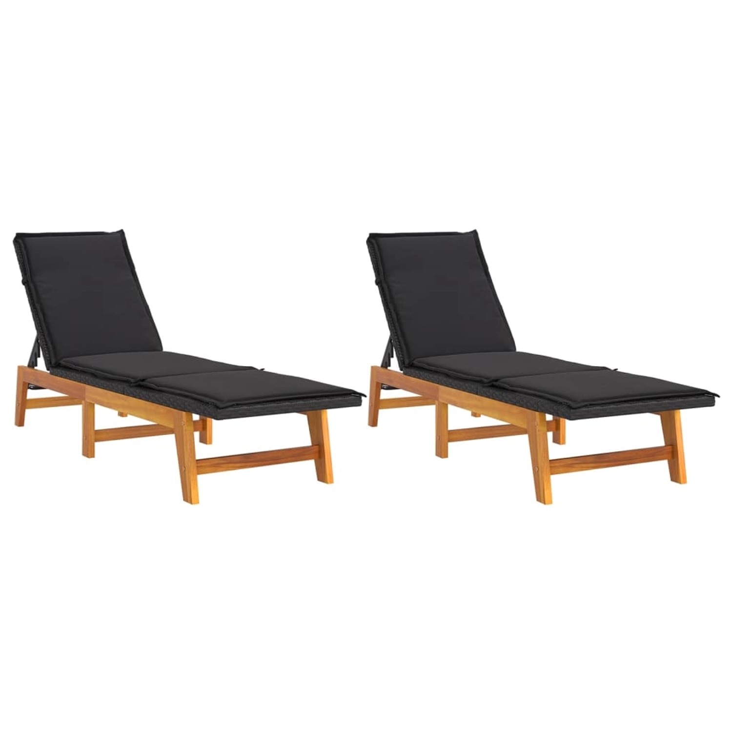 VidaXL Sonnenliegen mit Auflagen 2 Stk. Poly Rattan Massivholz Akazie VidaXL Sonnenliegen mit Auflagen 2 Stk. Poly Rattan Massivholz Akazie von VIDAXL