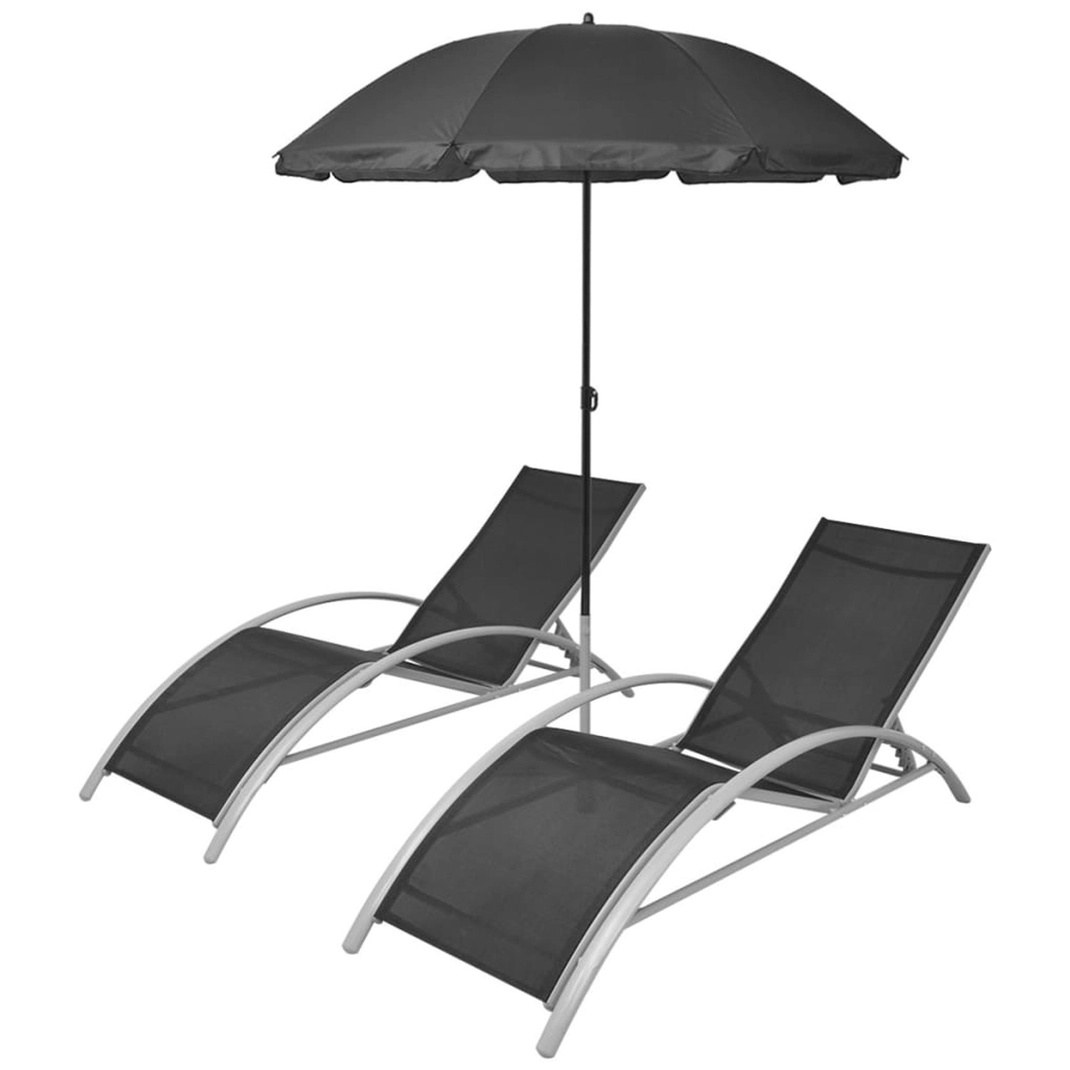 VidaXL Sonnenliegen mit Schirm Aluminium Schwarz VidaXL Sonnenliegen mit Schirm Aluminium Schwarz von VIDAXL