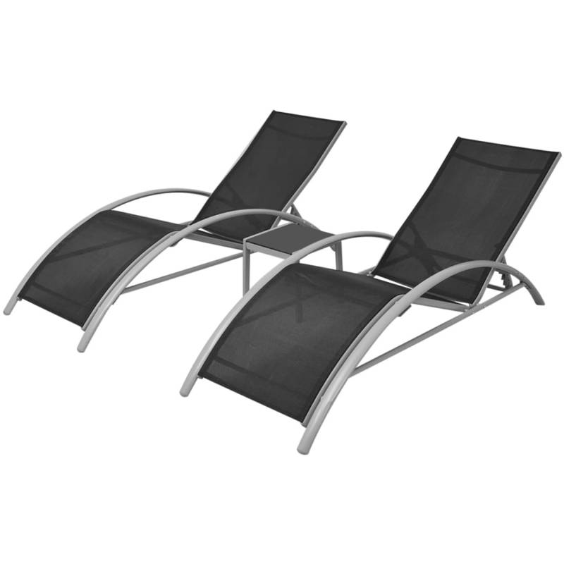 VidaXL Sonnenliegen mit Tisch Aluminium Schwarz von VIDAXL