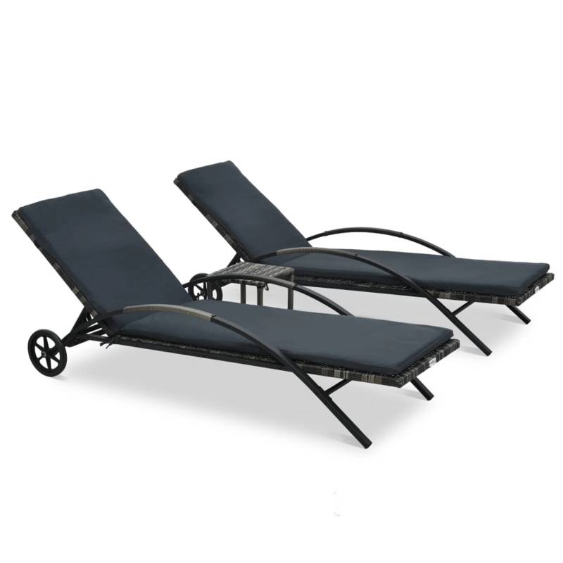 VidaXL Sonnenliegen mit Tisch Poly Rattan Anthrazit von VIDAXL