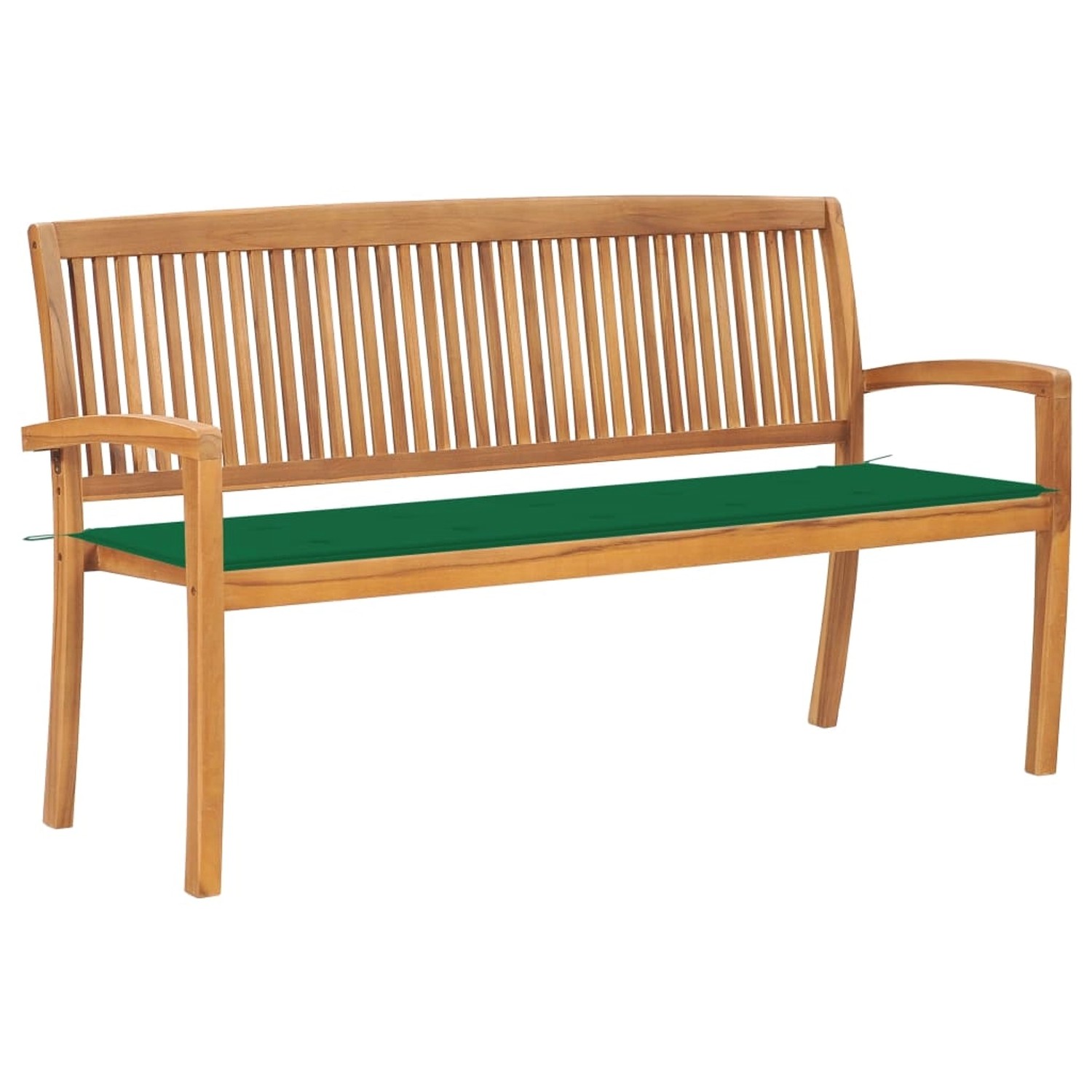 vidaXL Stapelbare Gartenbank mit Auflage 159 cm Massivholz Teak 3063311 von VIDAXL