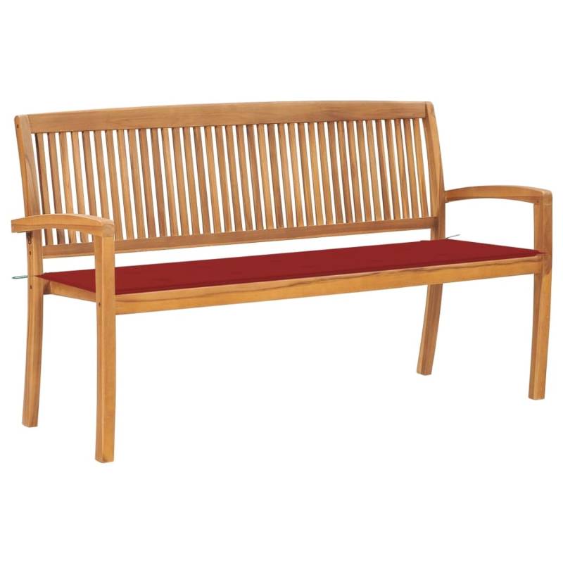 vidaXL Stapelbare Gartenbank mit Auflage 159 cm Massivholz Teak 3063312 von VIDAXL