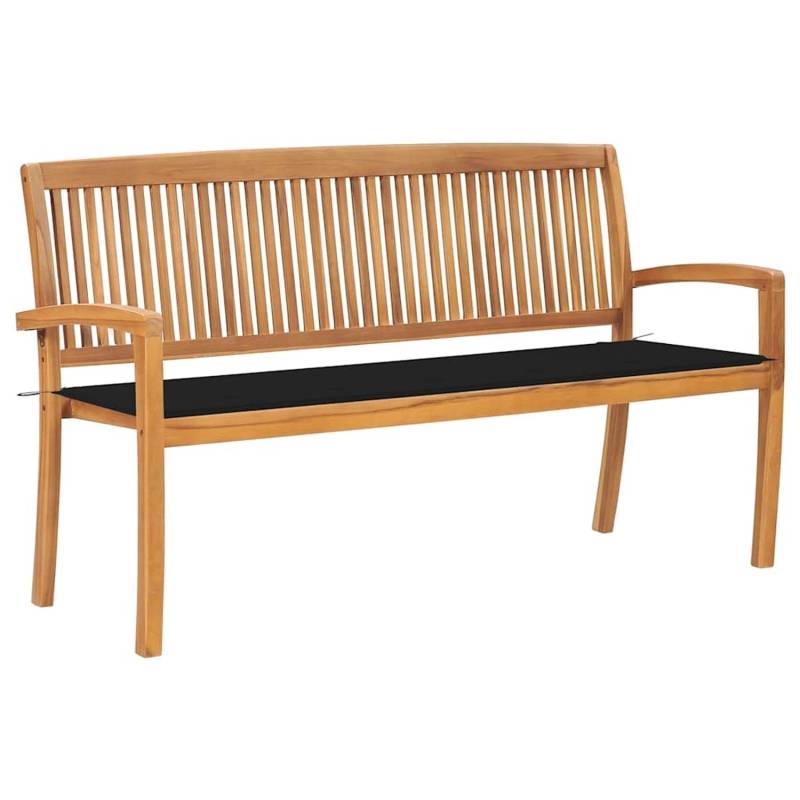vidaXL Stapelbare Gartenbank mit Auflage 159 cm Massivholz Teak 3063313 von VIDAXL
