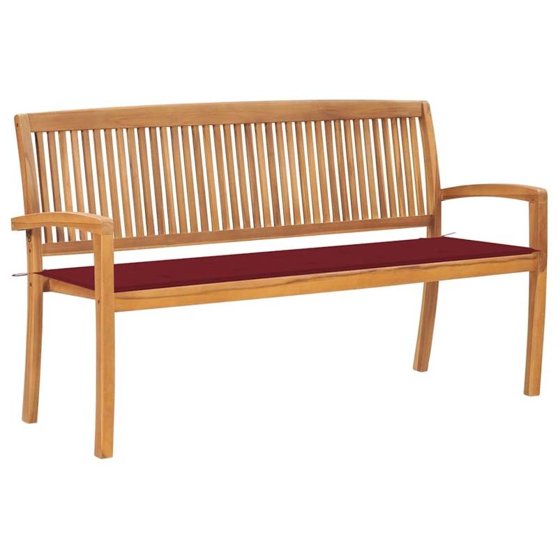 vidaXL Stapelbare Gartenbank mit Auflage 159 cm Massivholz Teak 3063315 von VIDAXL