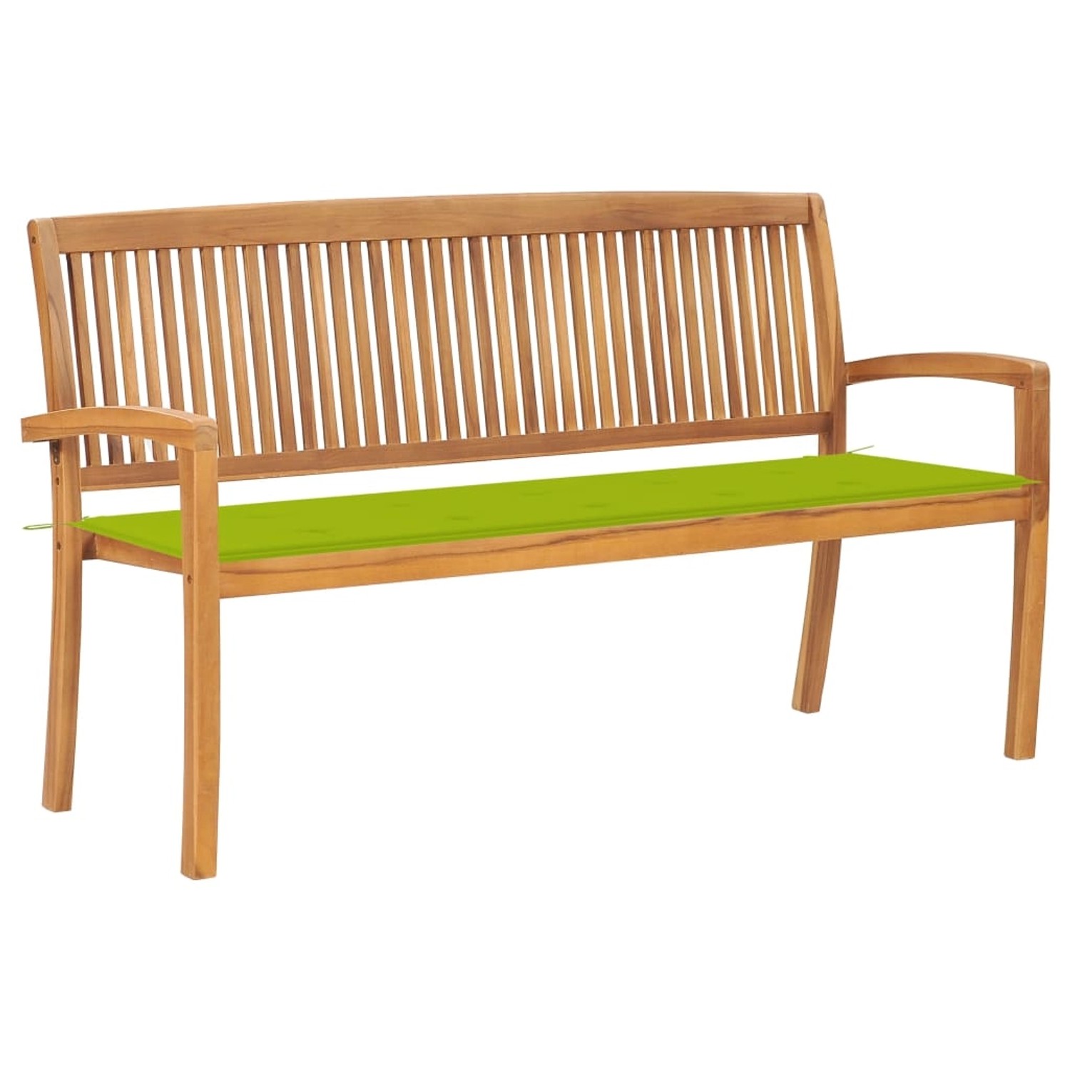 vidaXL Stapelbare Gartenbank mit Auflage 159 cm Massivholz Teak 3063317 von VIDAXL