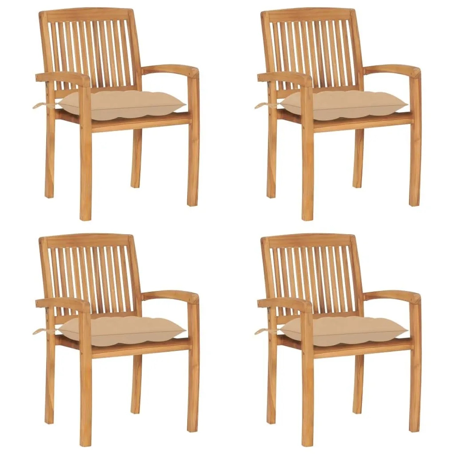 vidaXL Stapelbare Gartenstühle mit Kissen 4 Stk Massivholz Teak 3073258 vidaXL Stapelbare Gartenstühle mit Kissen 4 Stk Massivholz Teak 3073258 von VIDAXL