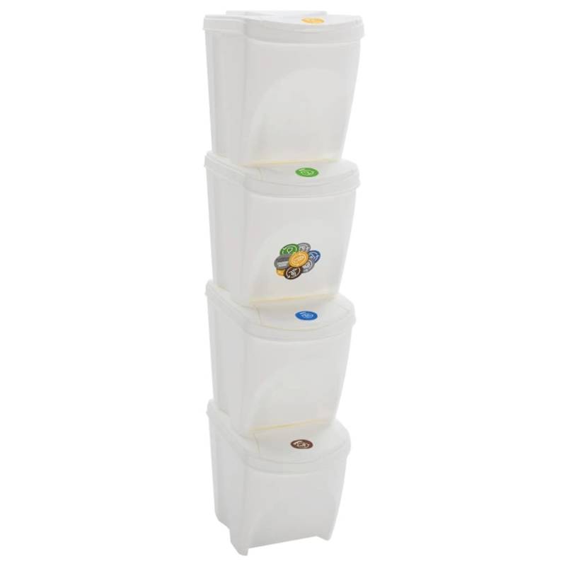 vidaXL Stapelbare Mülleimer 4 Stk Weiß 100 L Polypropylen 1257325 von VIDAXL