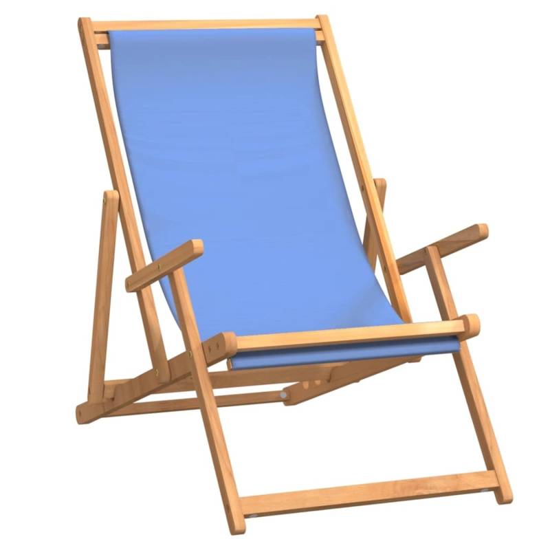 vidaXL Strandstuhl Klappbar Massivholz Teak Blau von VIDAXL