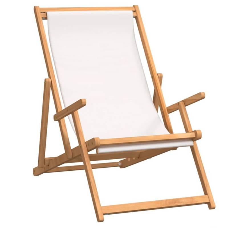 vidaXL Strandstuhl Klappbar Massivholz Teak Creme von VIDAXL