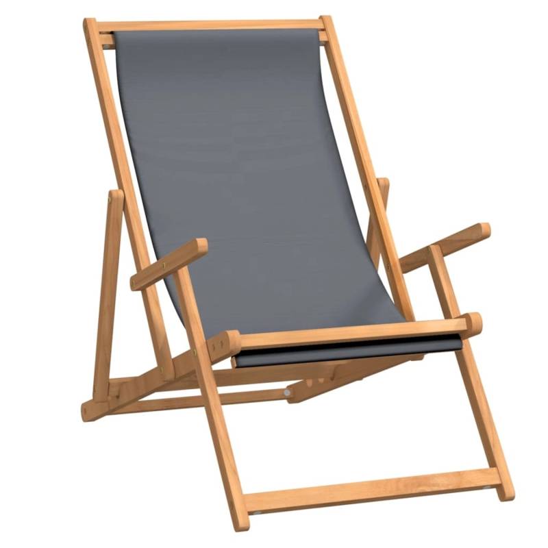 vidaXL Strandstuhl Klappbar Massivholz Teak Grau von VIDAXL