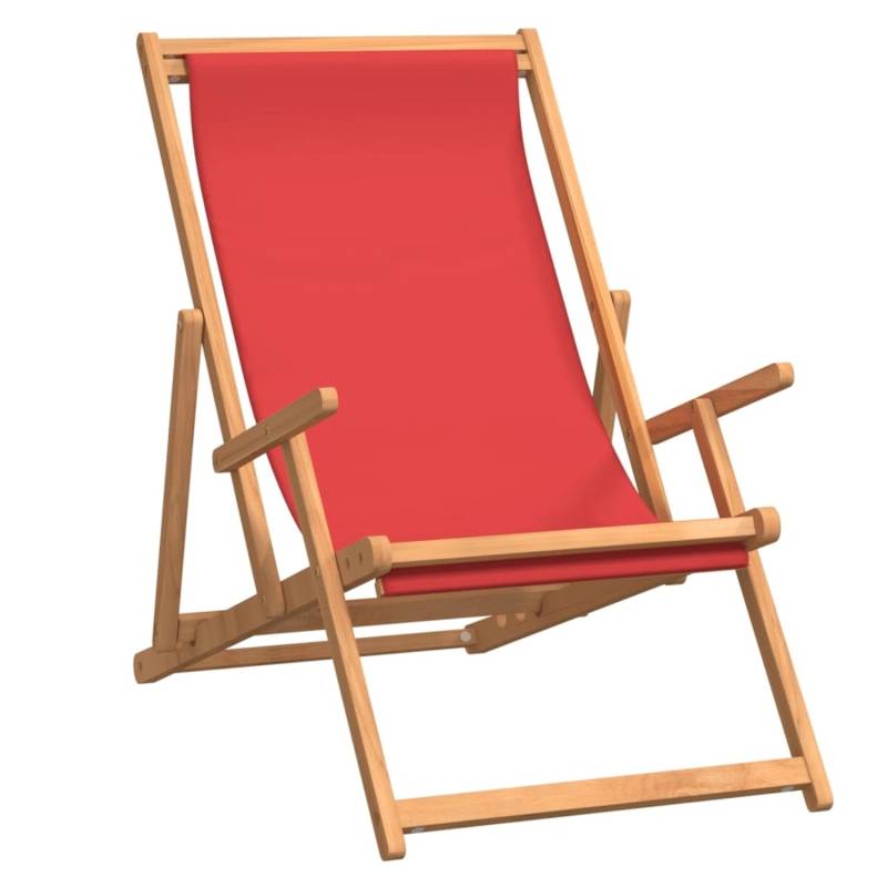vidaXL Strandstuhl Klappbar Massivholz Teak Rot von VIDAXL