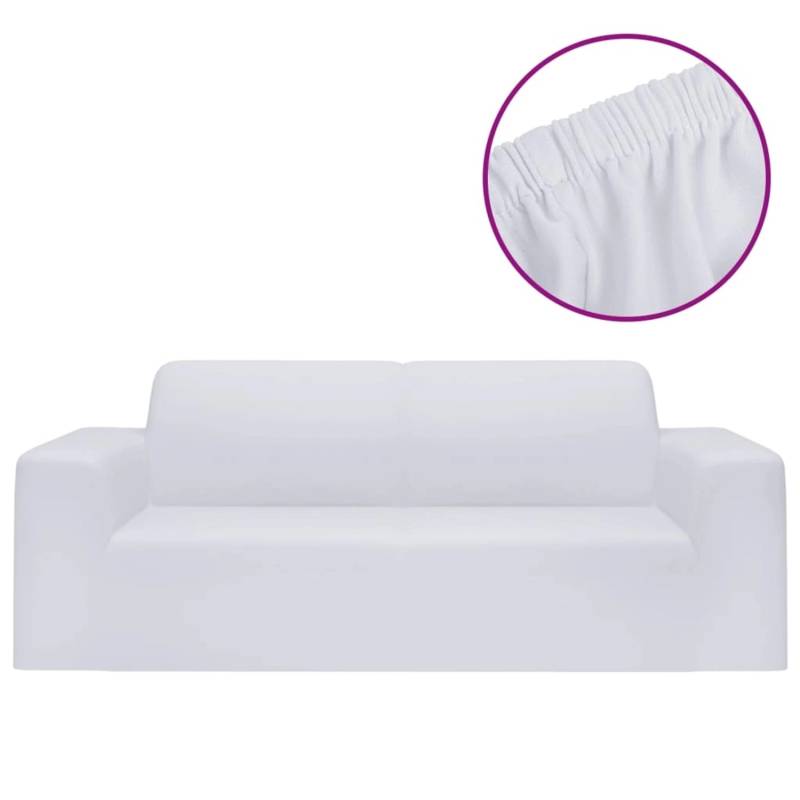 vidaXL Stretch Sofahusse 2-Sitzer Weiß Polyester-Jersey von VIDAXL