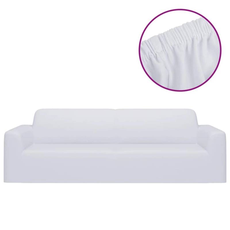vidaXL Stretch Sofahusse 3-Sitzer Weiß Polyester-Jersey von VIDAXL