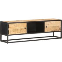 Bonnevie - TV-Schrank,TV-Möbel mit Geschnitzter Tür 130x30x40 cm Raues Mangoholz vidaXL von BONNEVIE