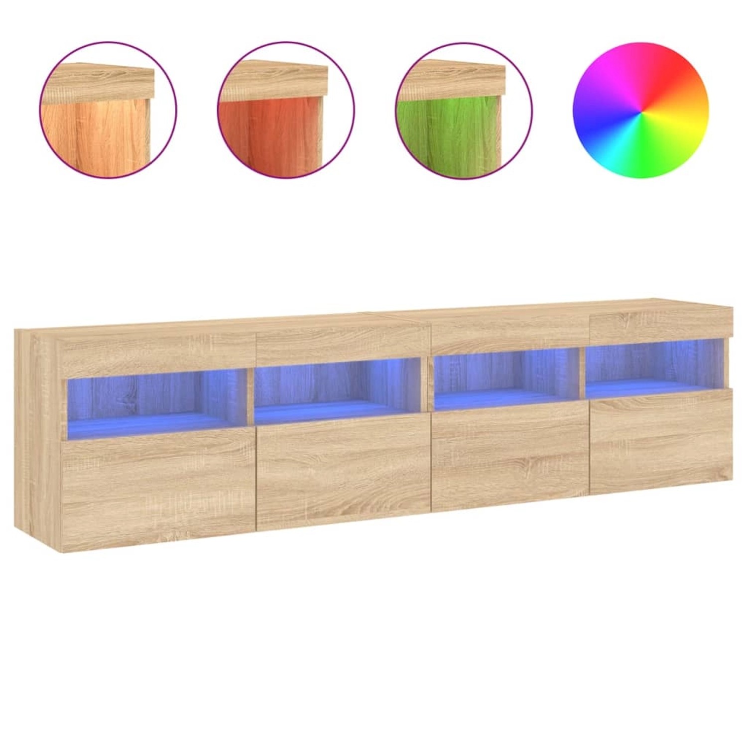 vidaXL TV-WandSchränke mit LED-Leuchten 2 Stk. Sonoma-Eiche 80x30x40cm vidaXL TV-WandSchränke mit LED-Leuchten 2 Stk. Sonoma-Eiche 80x30x40cm von VIDAXL