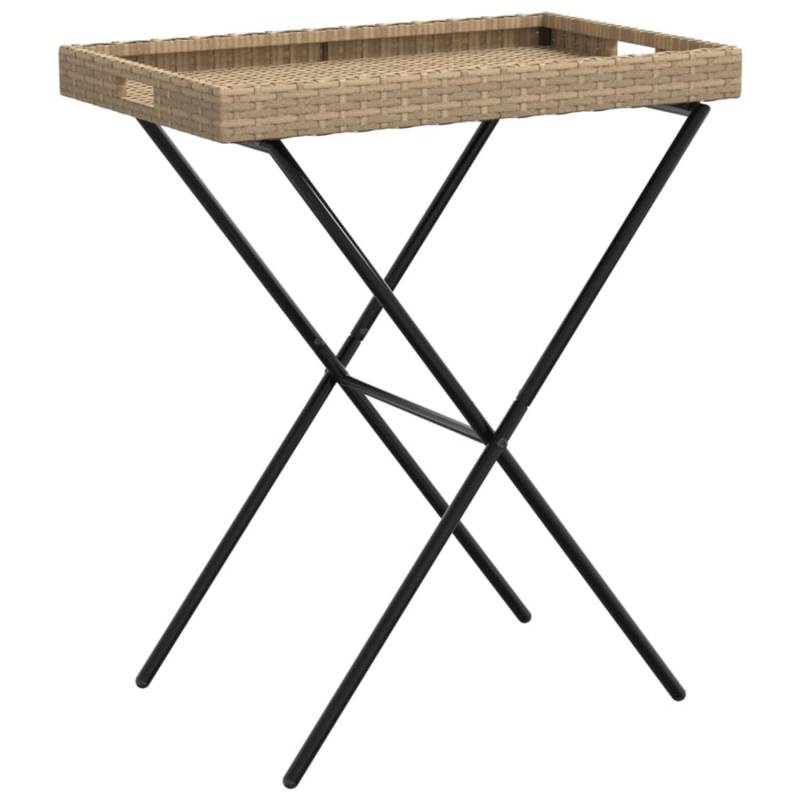 vidaXL Tabletttisch Klappbar Beige 65x40x75 cm Poly Rattan 365130 von VIDAXL