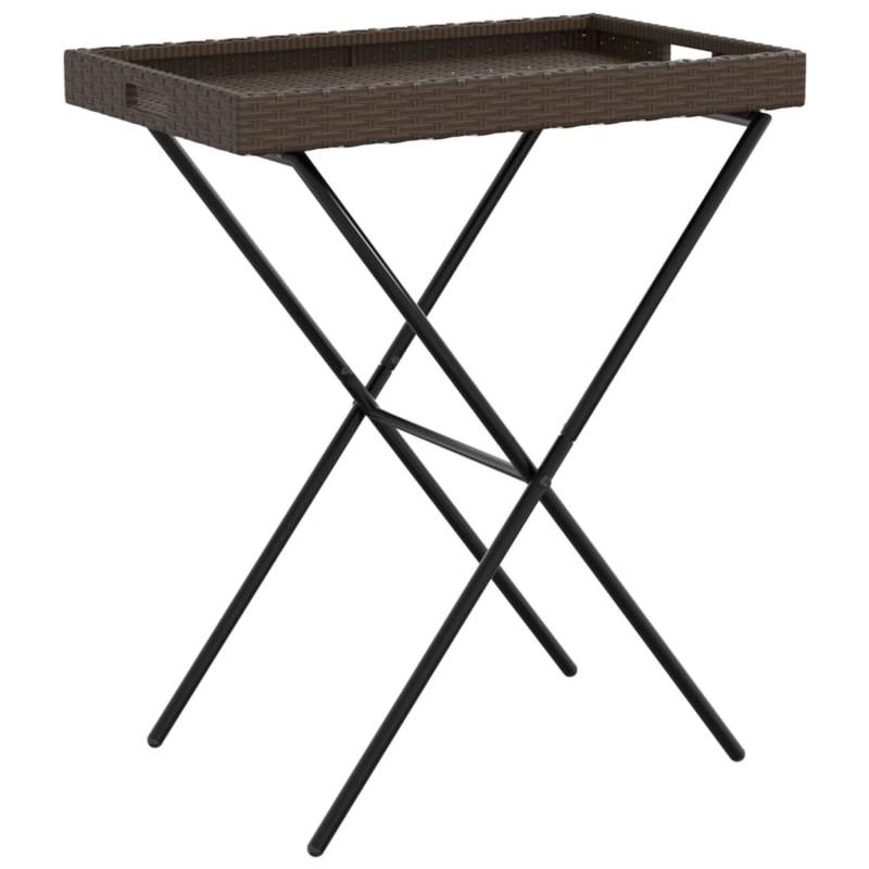 vidaXL Tabletttisch Klappbar Braun 65x40x75 cm Poly Rattan 365128 von VIDAXL