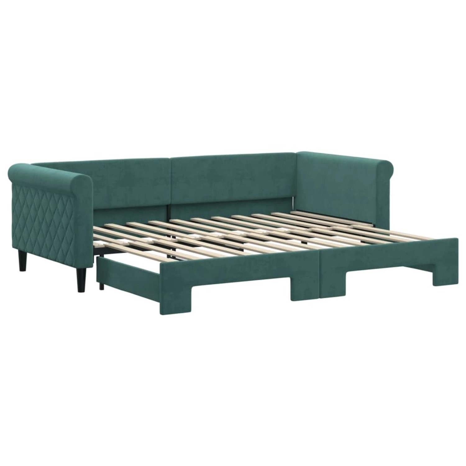 vidaXL Tagesbett Ausziehbar Dunkelgrün 90x200 cm Samt1884556 von VIDAXL