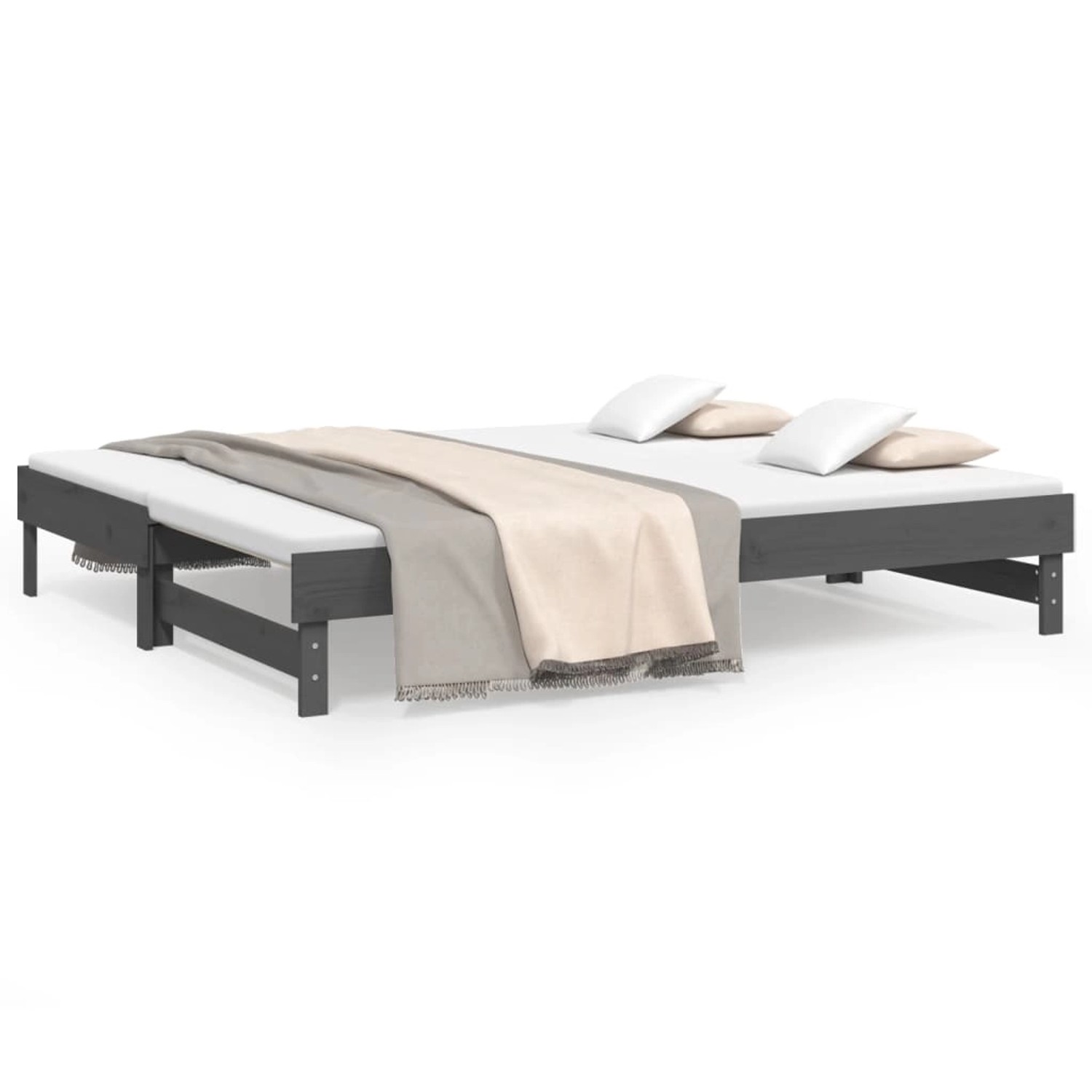 vidaXL Tagesbett Ausziehbar Grau 2x(80x200) cm Massivholz Kiefer1370001 von VIDAXL
