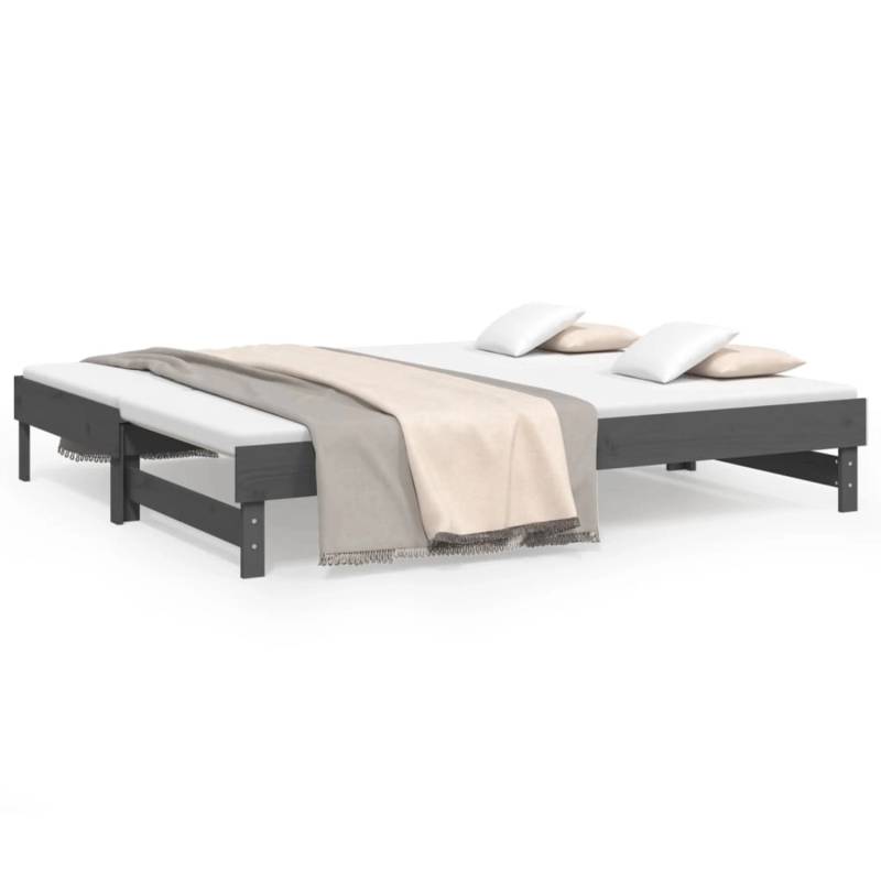 vidaXL Tagesbett Ausziehbar Grau 2x(80x200) cm Massivholz Kiefer1370001 von VIDAXL