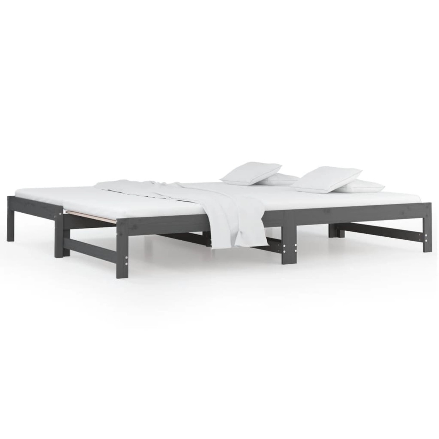 vidaXL Tagesbett Ausziehbar Grau 2x(90x200) cm Massivholz Kiefer1279944 von VIDAXL
