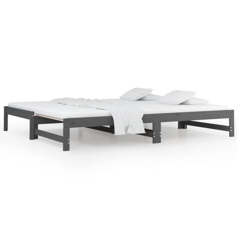 vidaXL Tagesbett Ausziehbar Grau 2x(90x200) cm Massivholz Kiefer1279944 von VIDAXL